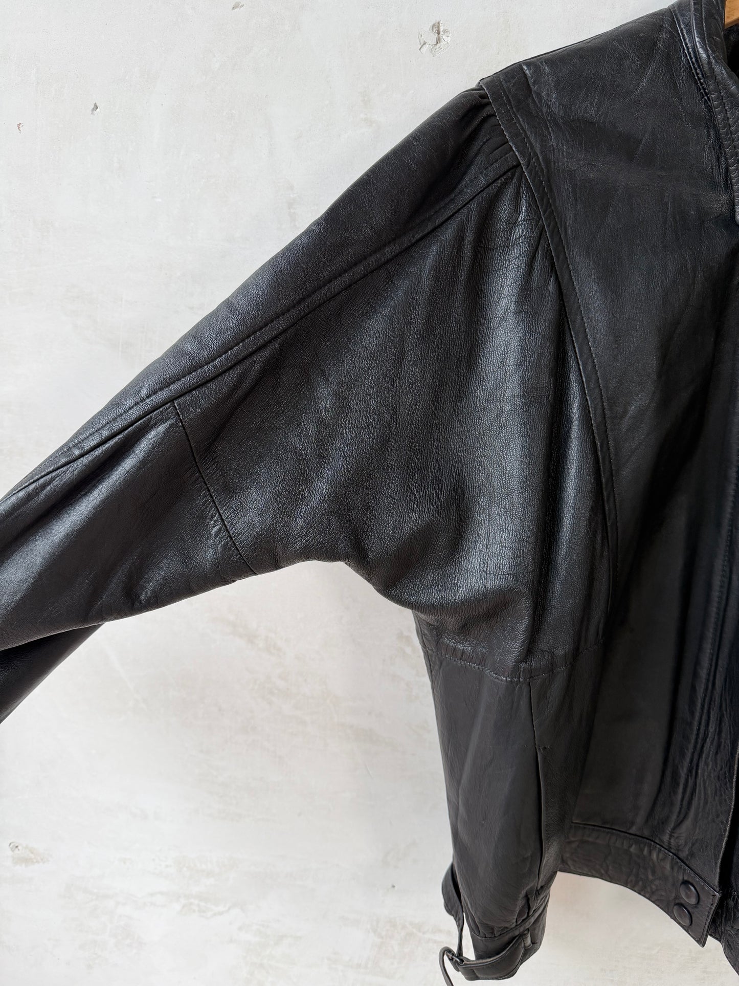 Leather bomber