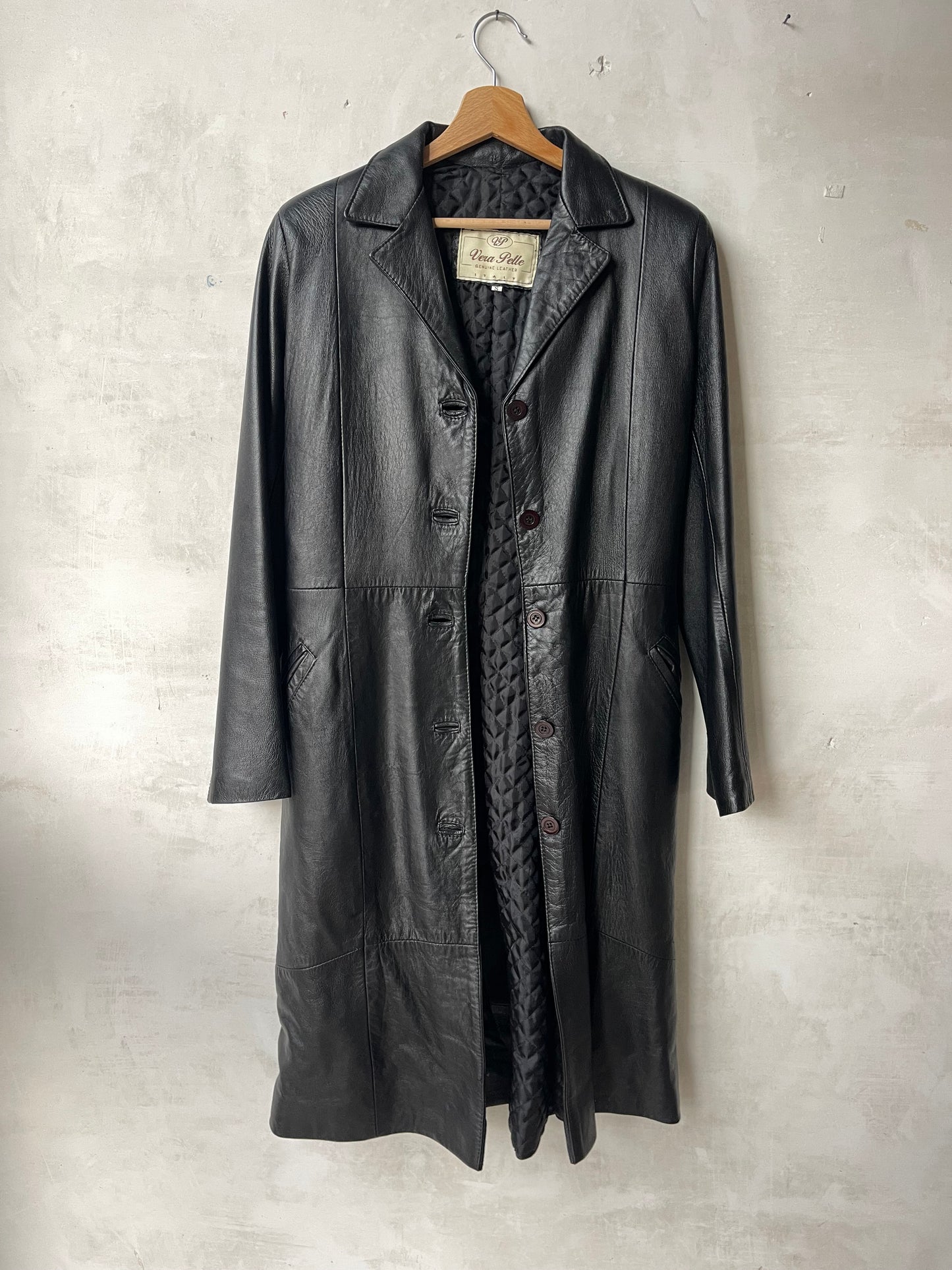 Leather trench coat