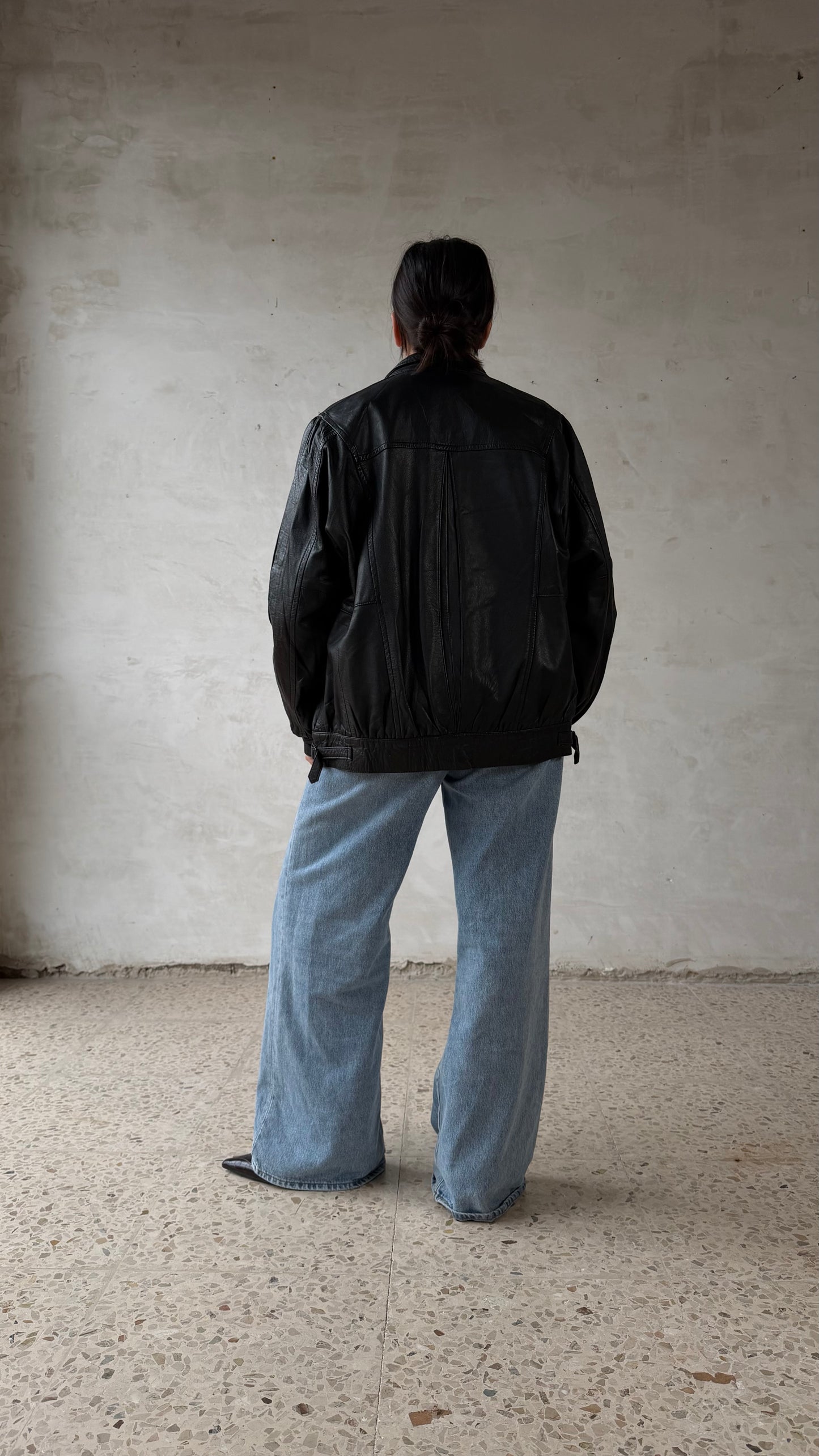Leather bomber
