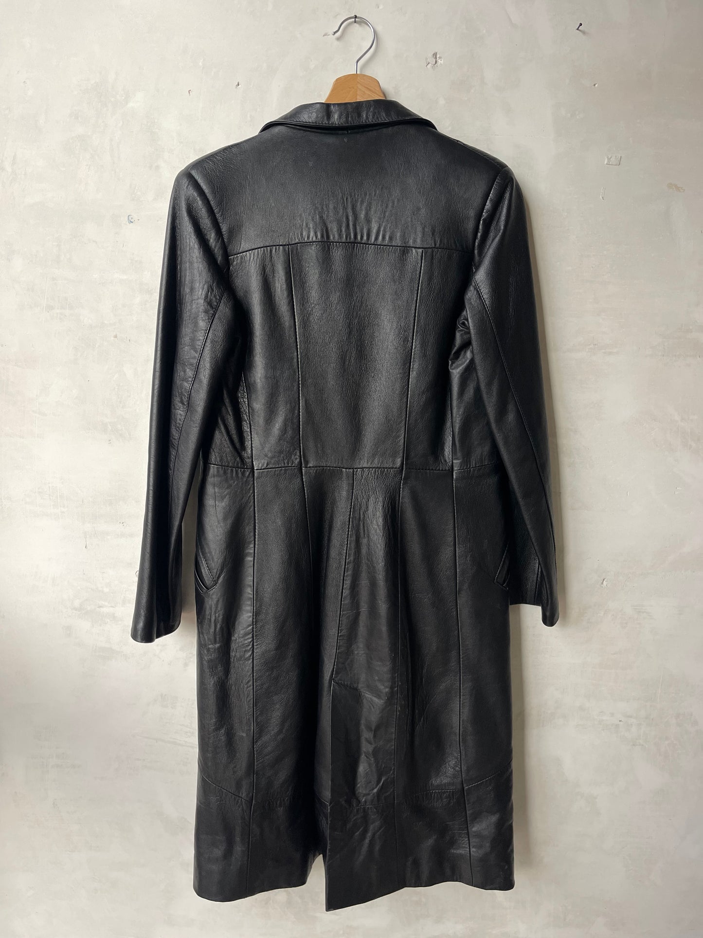 Leather trench coat