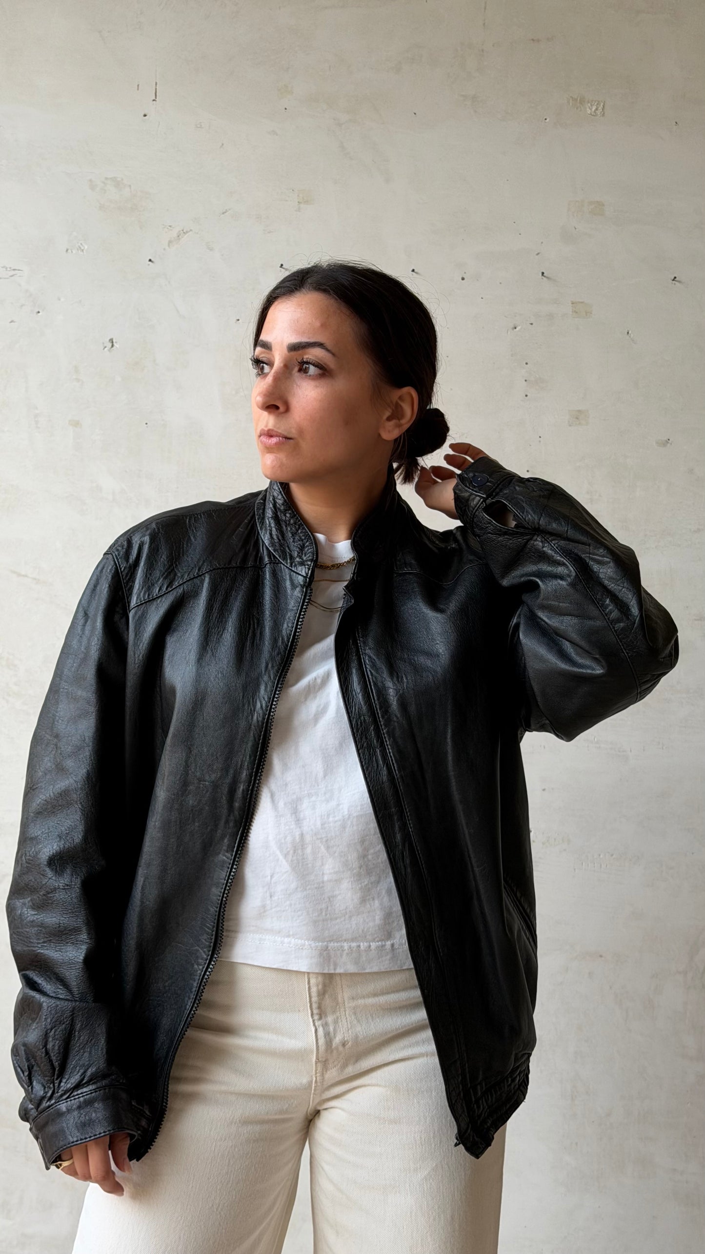 Leather bomber