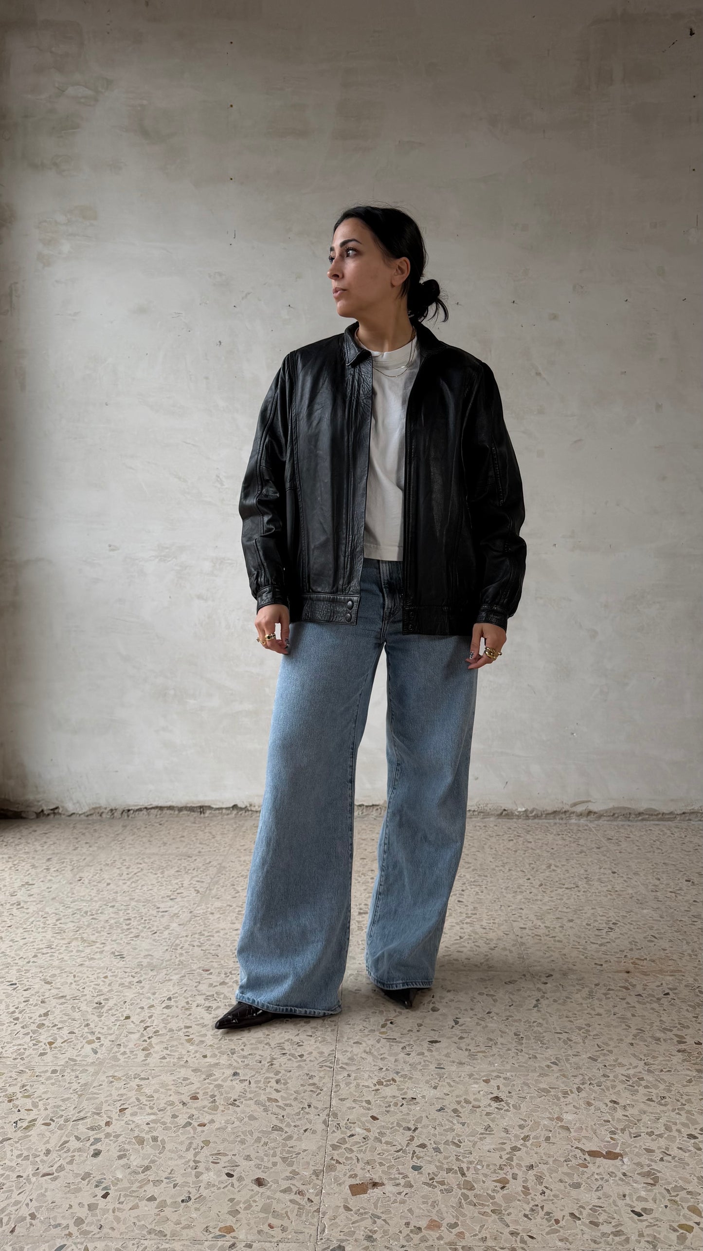 Leather bomber