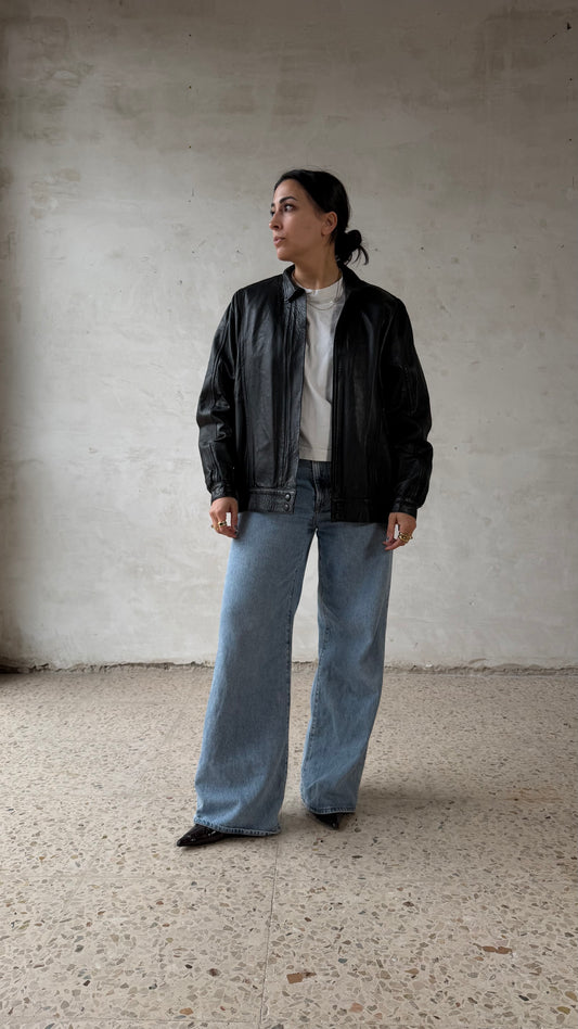 Leather bomber