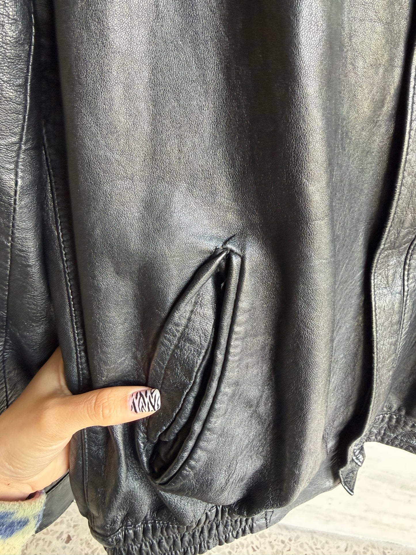 Leather bomber