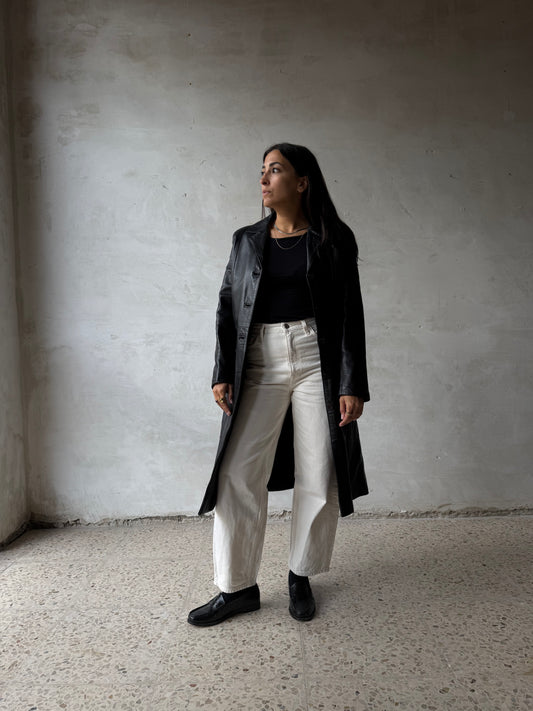 Leather trench coat