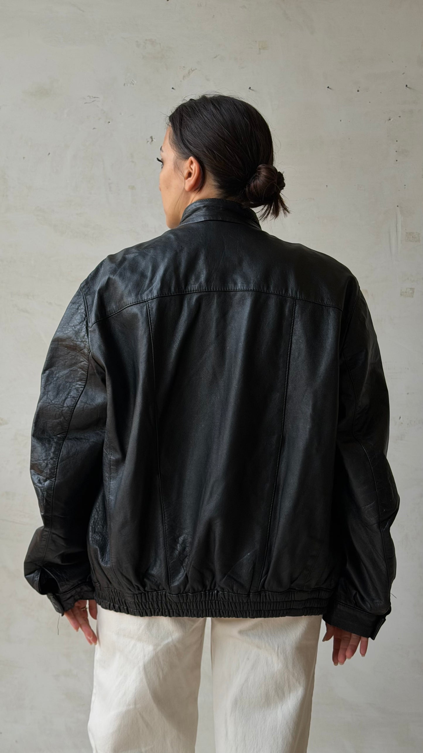 Leather bomber