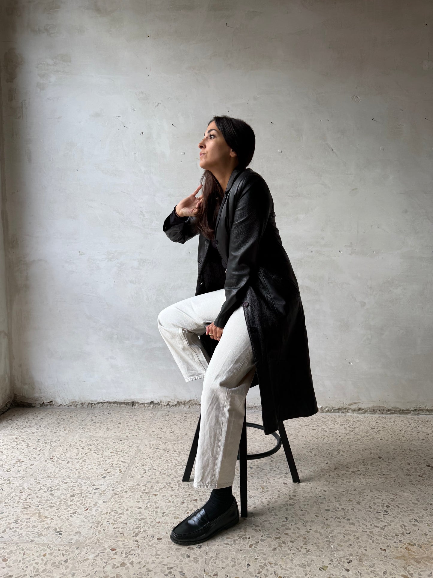 Leather trench coat