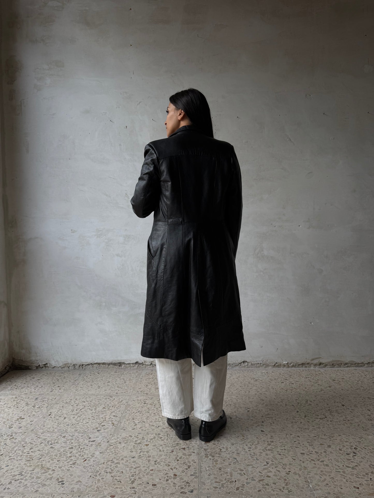Leather trench coat