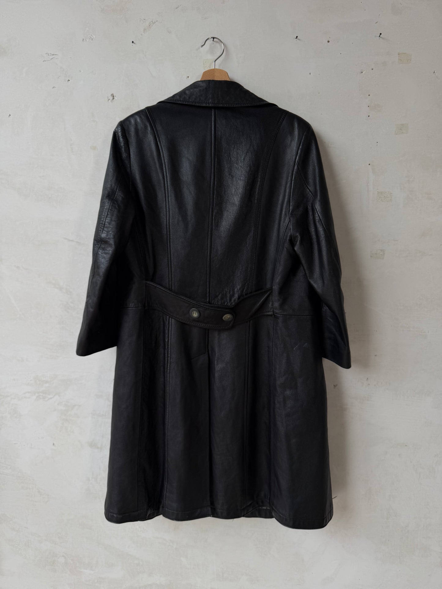 Black leather trench